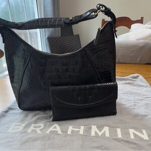 Brahmin Crocodile-Emboss bag with wallet.